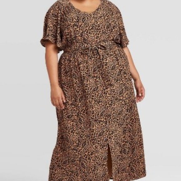 Ava & Viv Plus Size Dress Leopard Print Brown - Picture 11 of 11